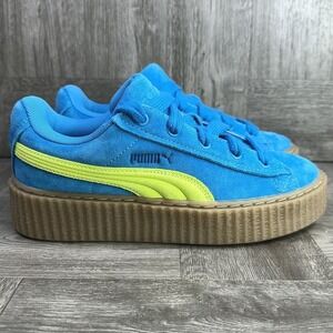 Puma Fenty Creeper Phatty Kids 4.5 Blue Suede Platform Lime NEW